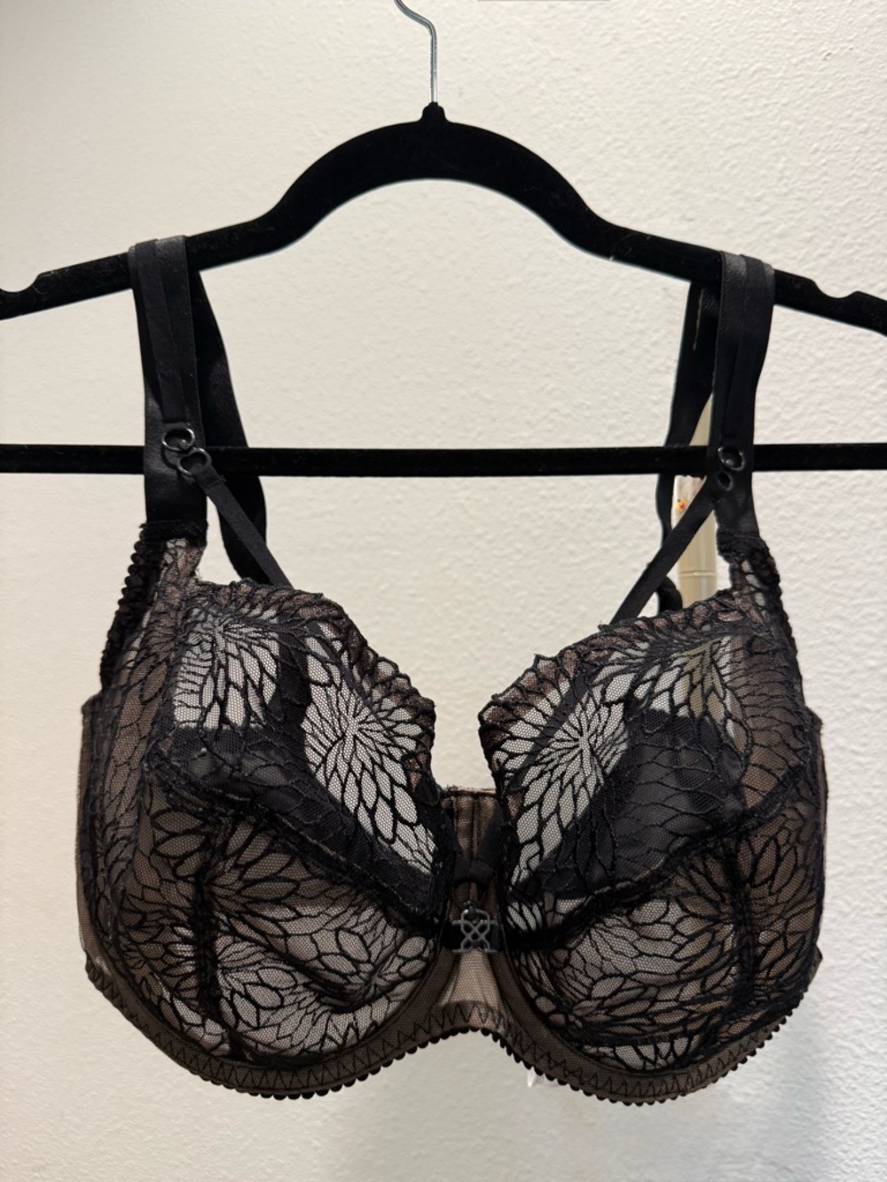 Primadonna Sophora Black Floral Lace Underwire Bra with Straps US 36I / UK 36G